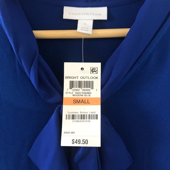 NWT Macy’s Charter Club Royal Blue Blouse (S) - Picture 2 of 5